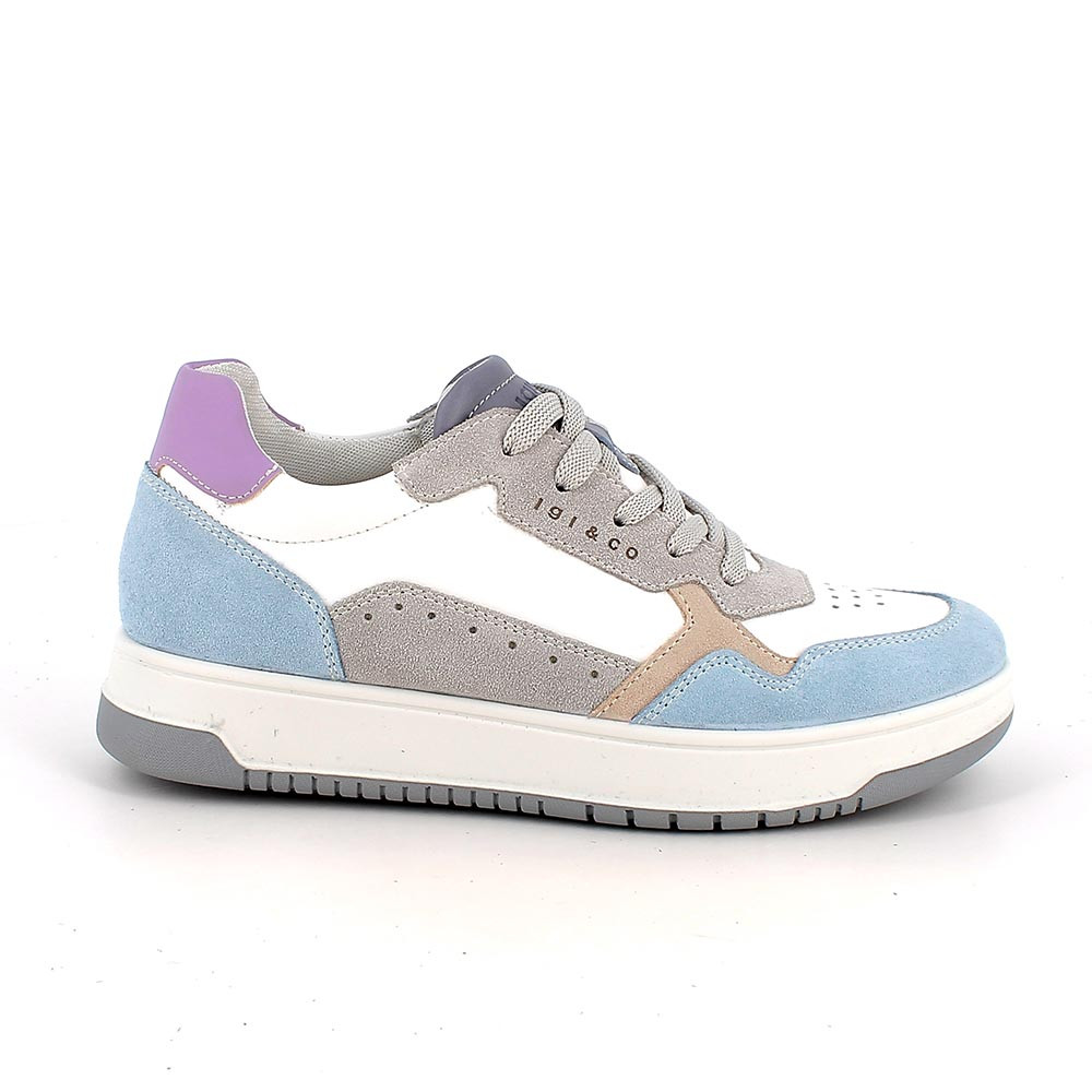 SNEAKERS FOR WOMAN LIGHT BLUE AND WHITE WITH LACES