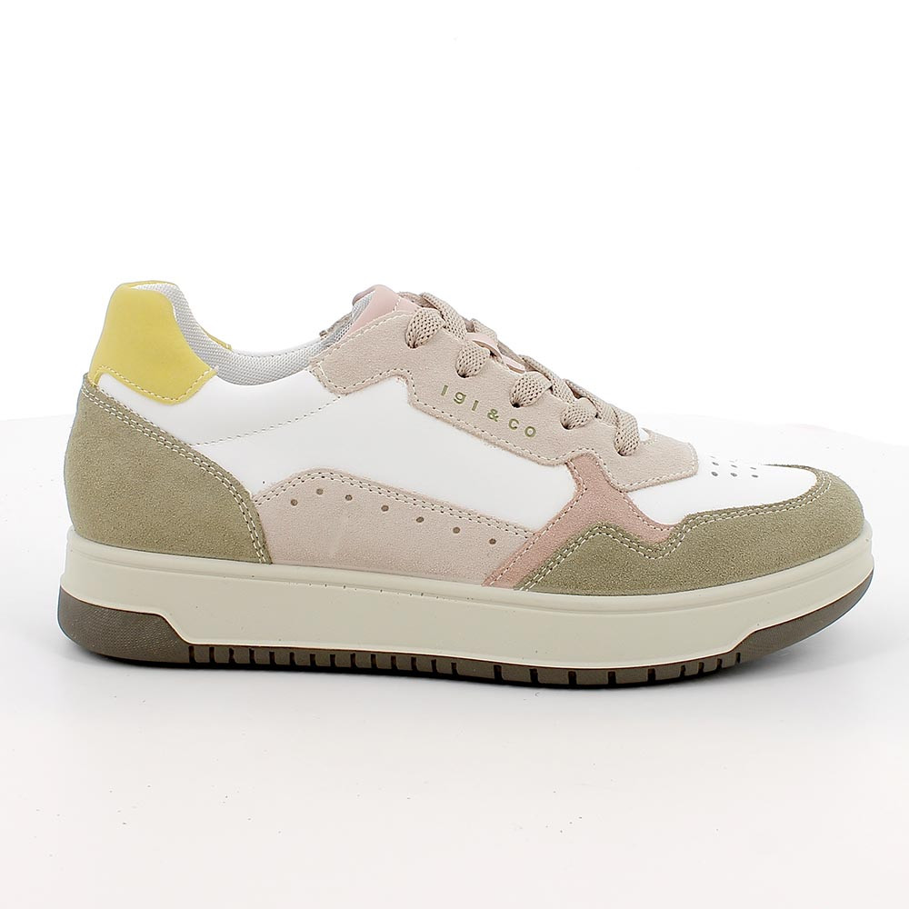 SNEAKERS FOR WOMAN GREEN AND WHITE WITH LACES