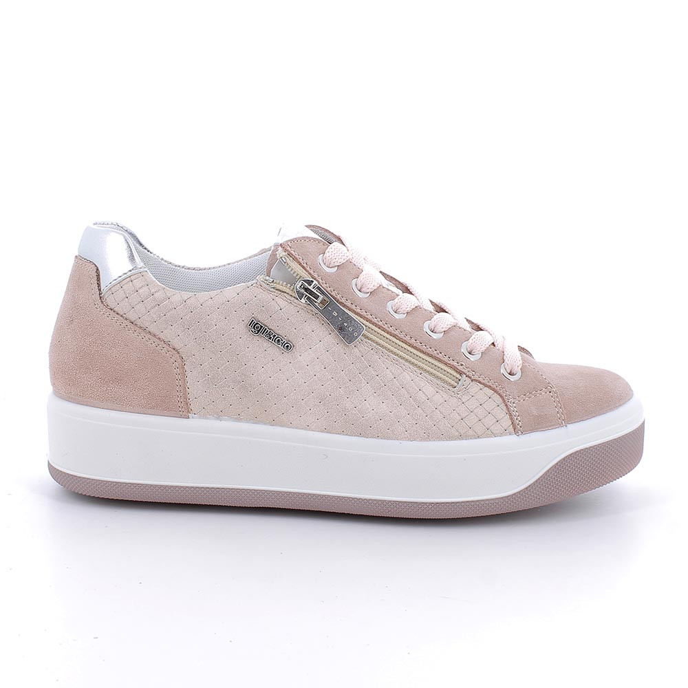SNEAKERS FOR WOMAN PINK AND PLATINUM WITH ZIP