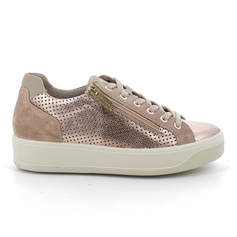 SNEAKERS FOR WOMAN PINK AND BEIGE WITH ZIP