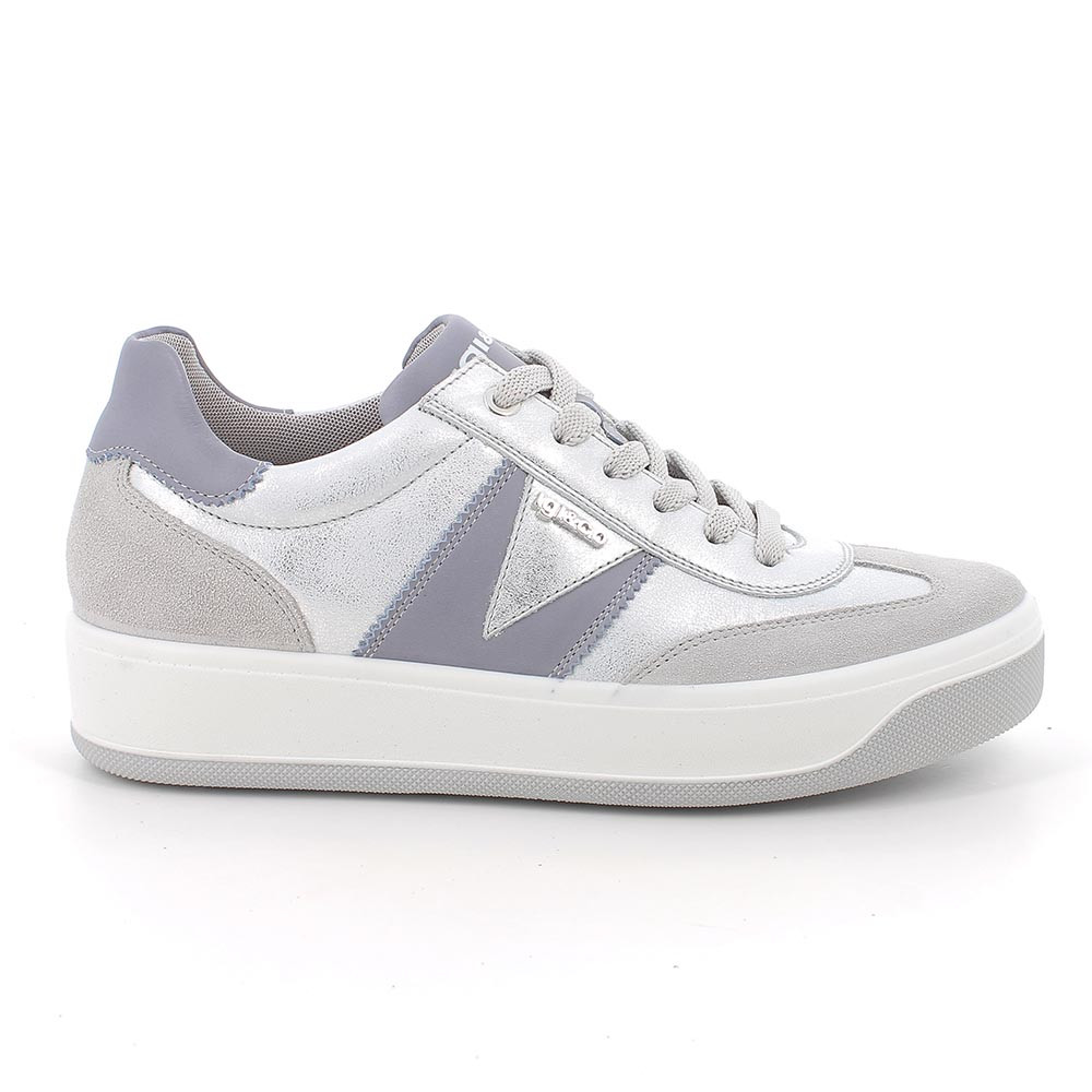 SNEAKERS FOR WOMAN  SILVER AND GREY WITH LACES
