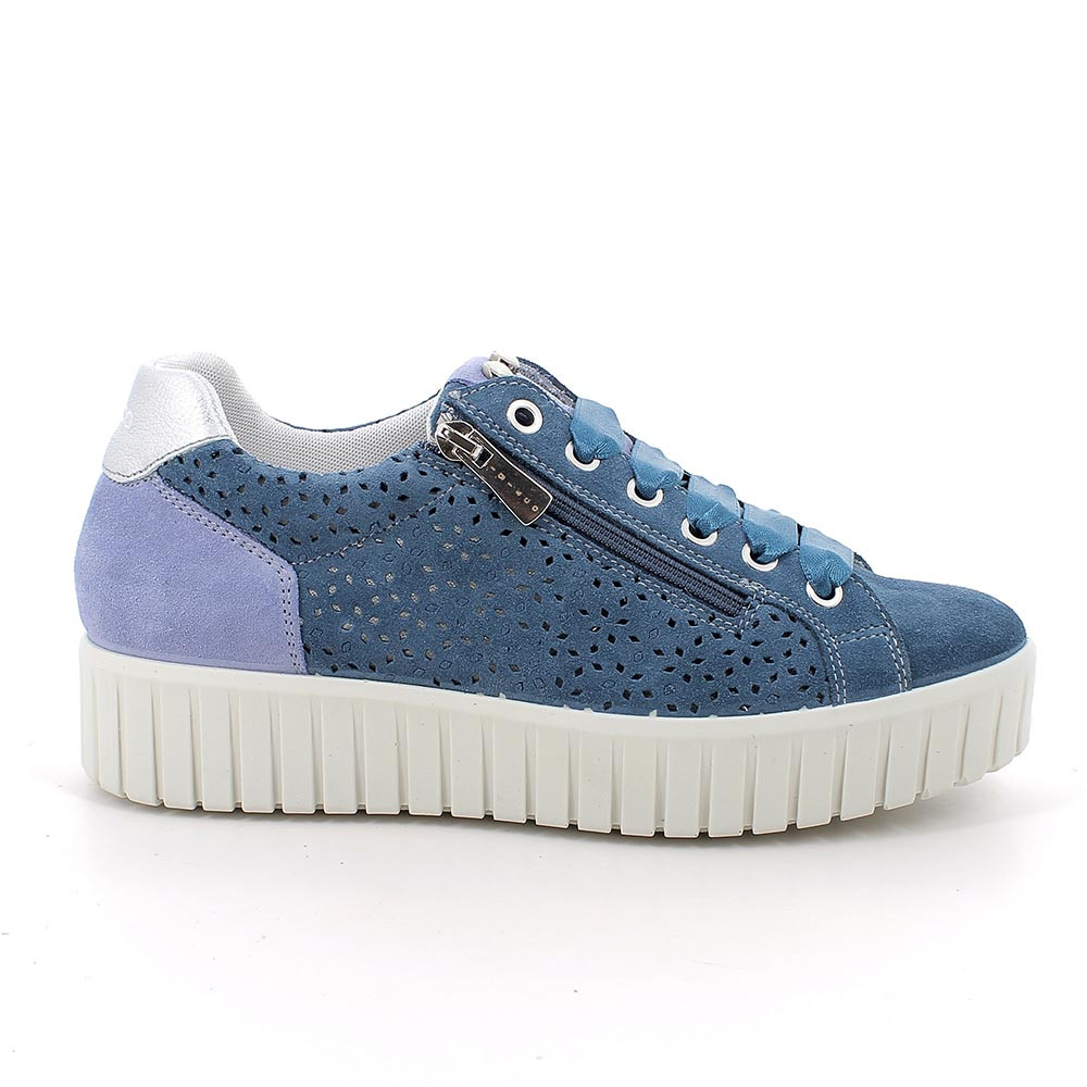 SNEAKERS WITH WEDGE FOR WOMAN  LIGHT BLUE AND BLUE WITH ZIP