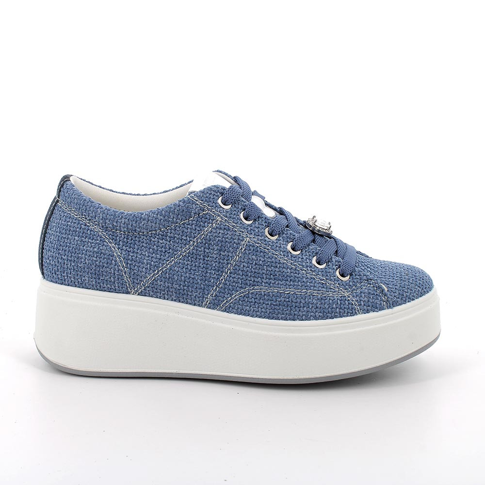 SNEAKERS WITH WEDGE FOR WOMAN  LIGHT BLUE AND BLUE WITH LACES