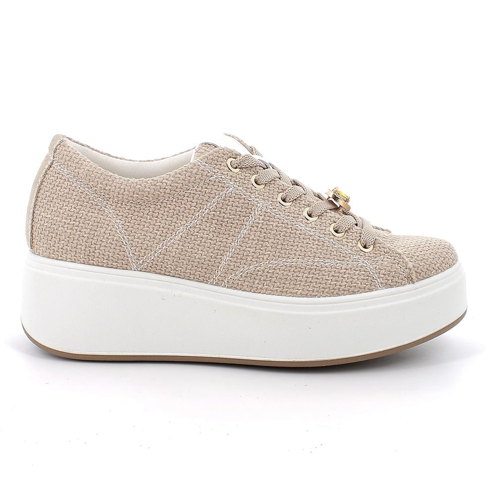 SNEAKERS WITH WEDGE FOR WOMAN  BEIGE WITH LACES