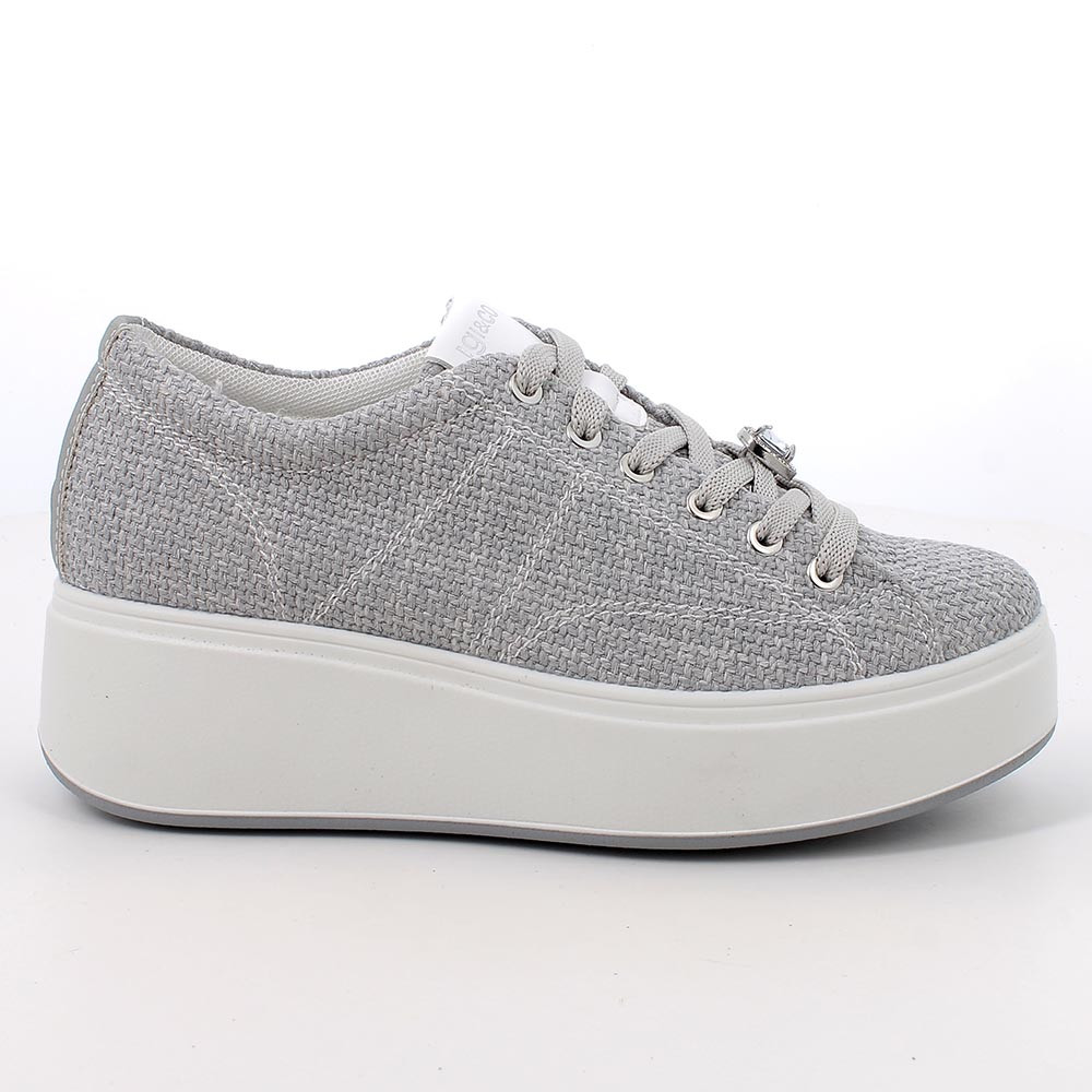 SNEAKERS WITH WEDGE FOR WOMAN   GREY WITH LACES