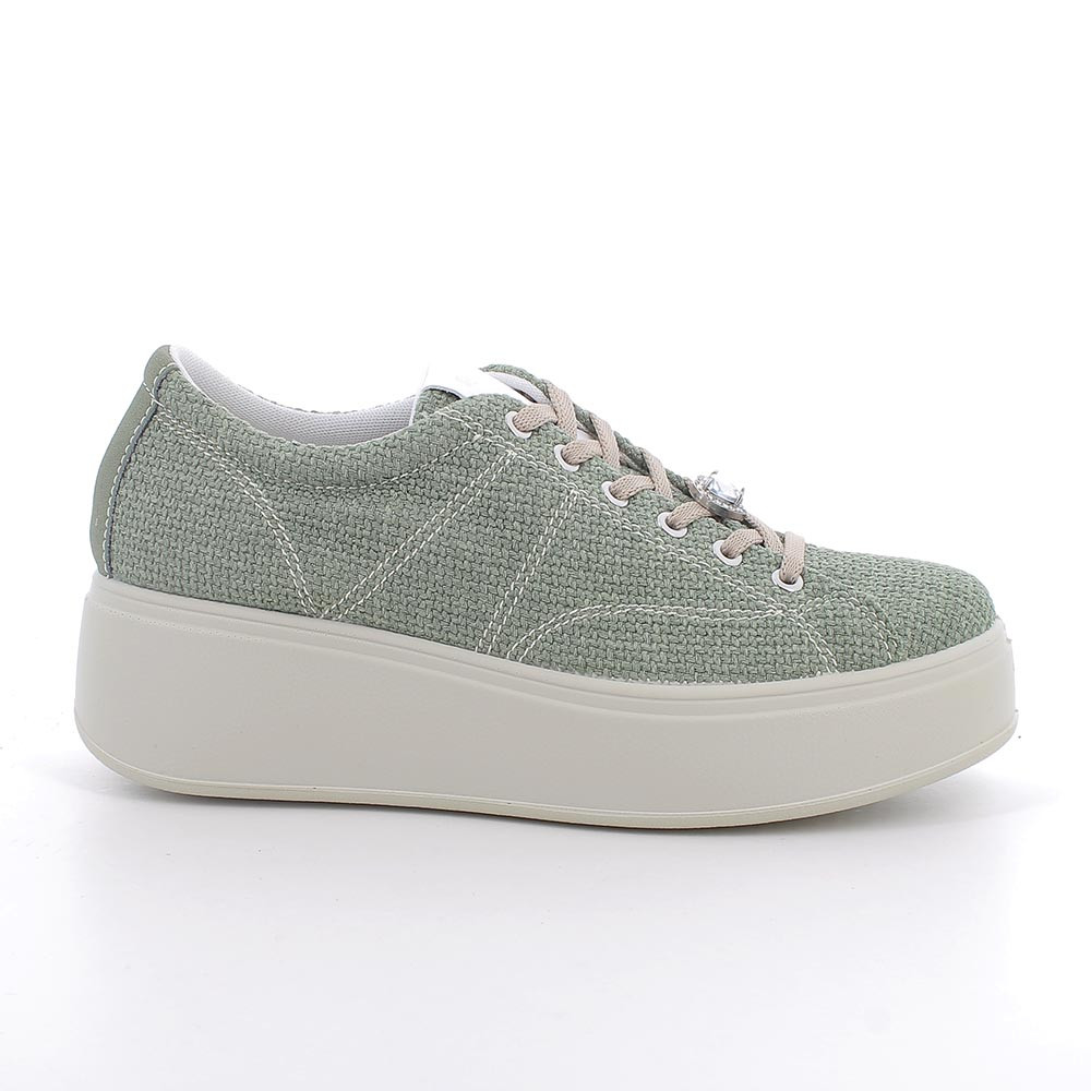 Sneakers with wedge for women green with laces