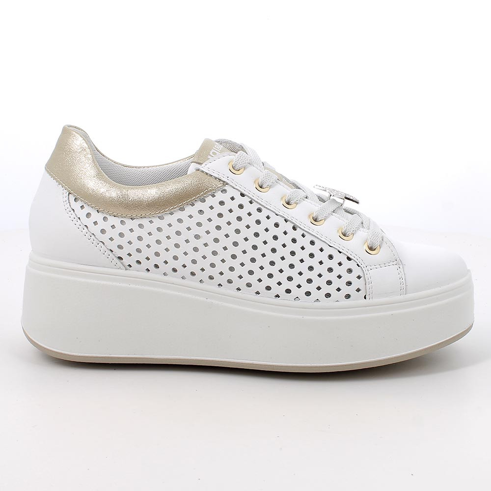 SNEAKERS WITH WEDGE FOR WOMAN   WHITE WITH LACES