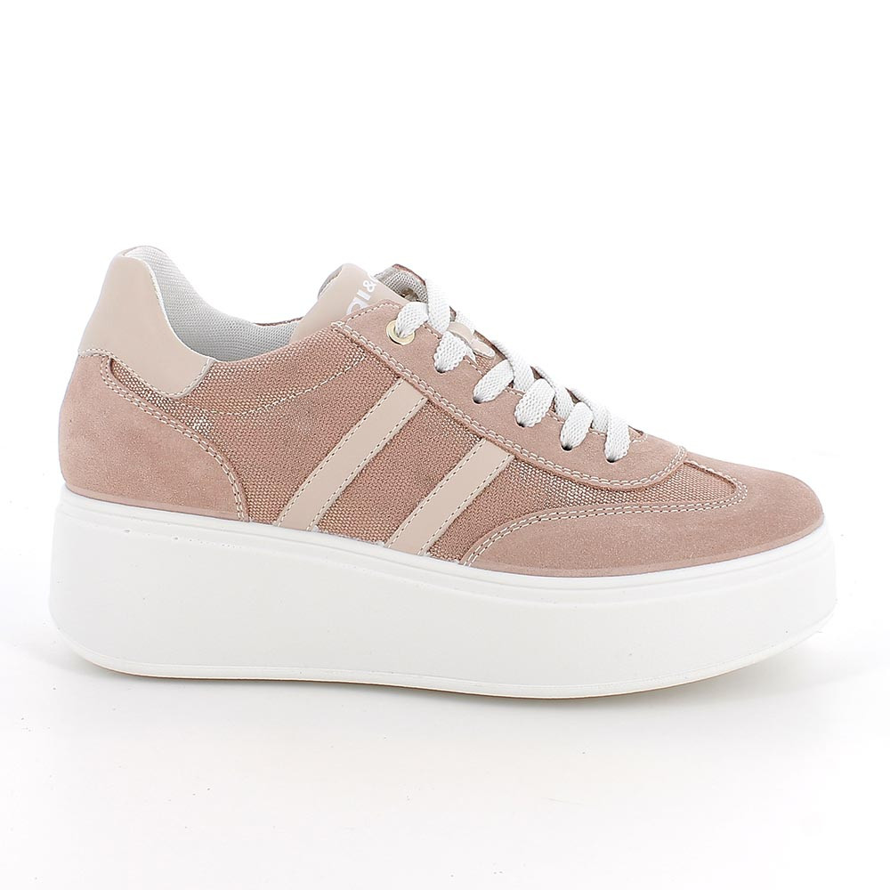 SNEAKERS WITH WEDGE FOR WOMAN  PINK WITH LACES