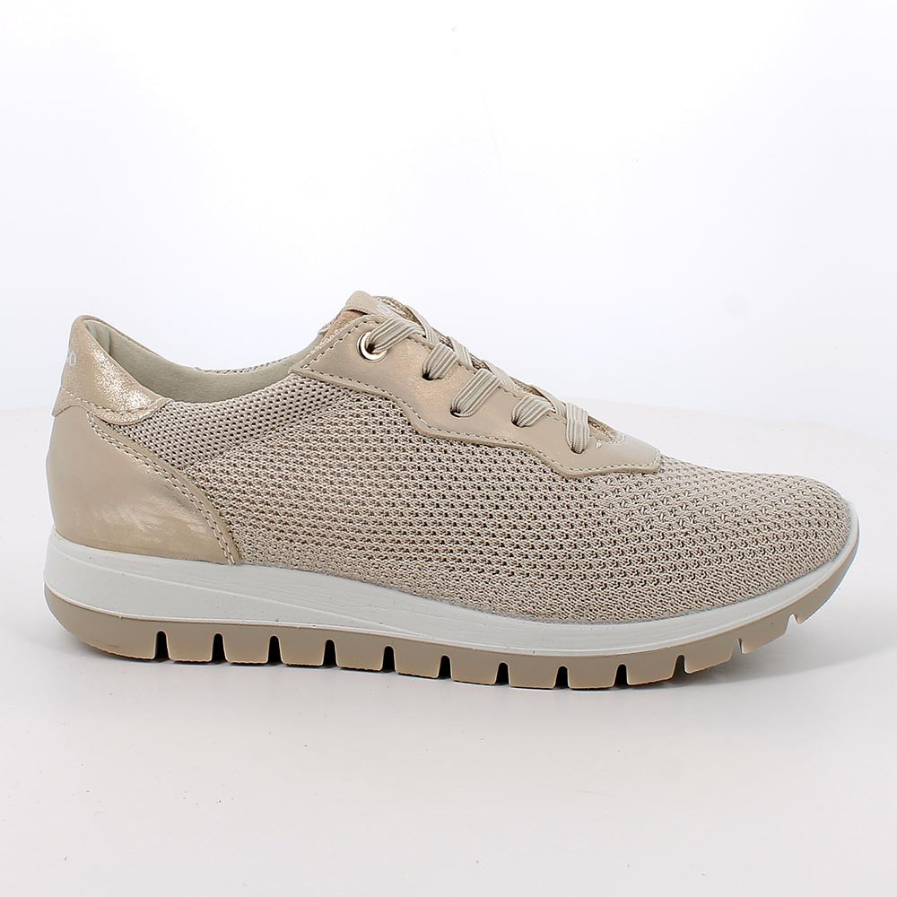 SNEAKERS FOR WOMAN  BEIGE AND PLATINUM WITH LACES