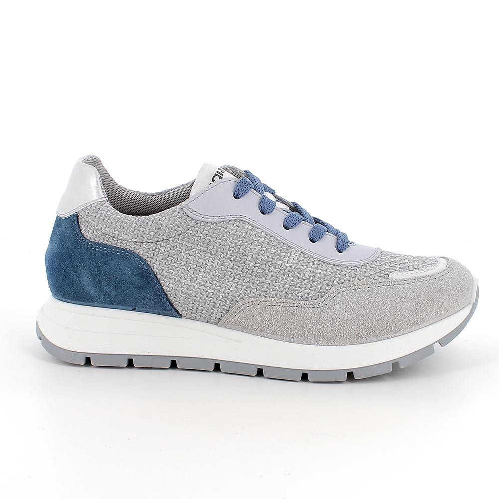 SNEAKERS FOR WOMAN GREY AND LIGHT BLUE WITH LACES