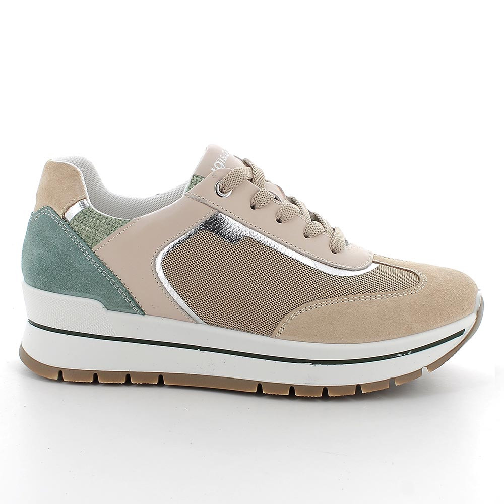 SNEAKERS WITH WEDGE FOR WOMAN  BEIGE WITH LACES