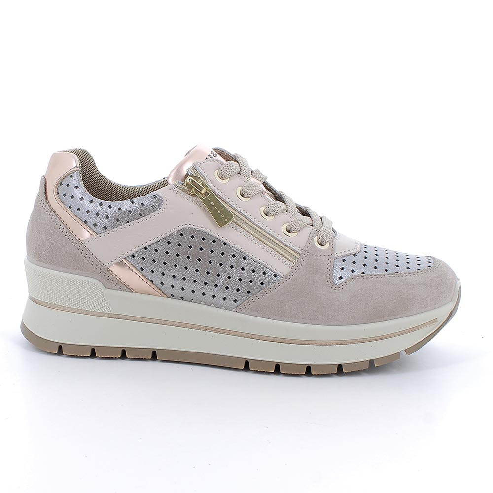 SNEAKERS WITH WEDGE FOR WOMAN  BEIGE WITH ZIP