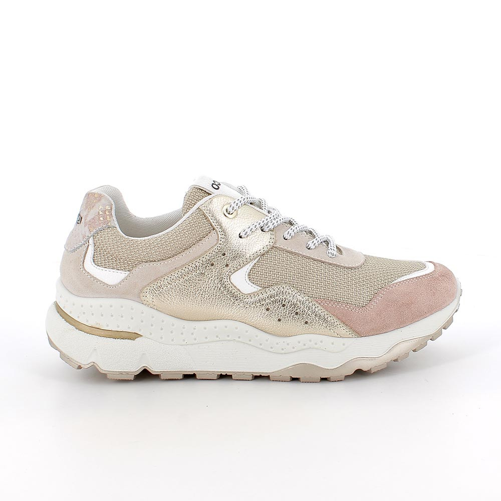 SNEAKERS WITH WEDGE FOR WOMAN  BEIGE AND PINK WITH LACES