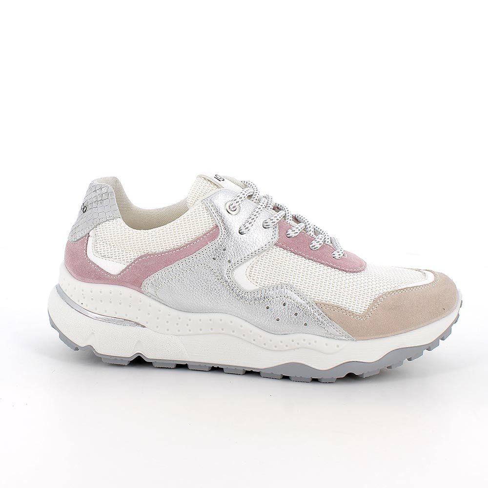 SNEAKERS WITH WEDGE FOR WOMAN  WHITE AND SILVER WITH LACES