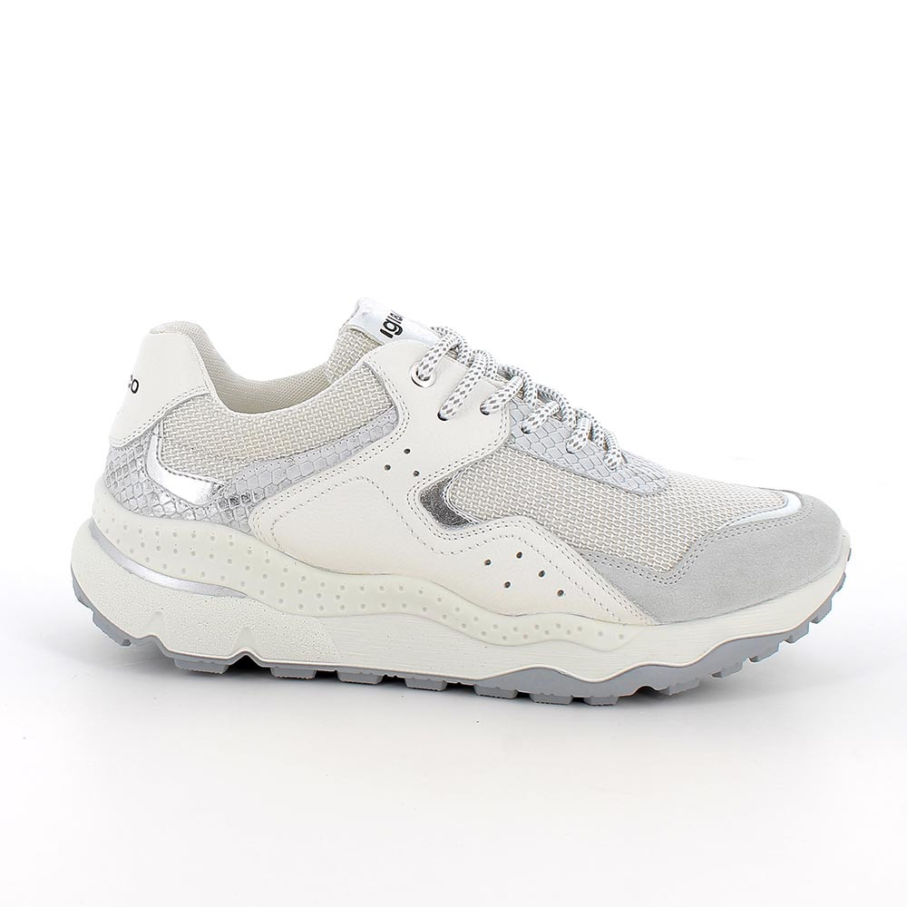 SNEAKERS WITH WEDGE FOR WOMAN  GREY AND WHITE WITH LACES