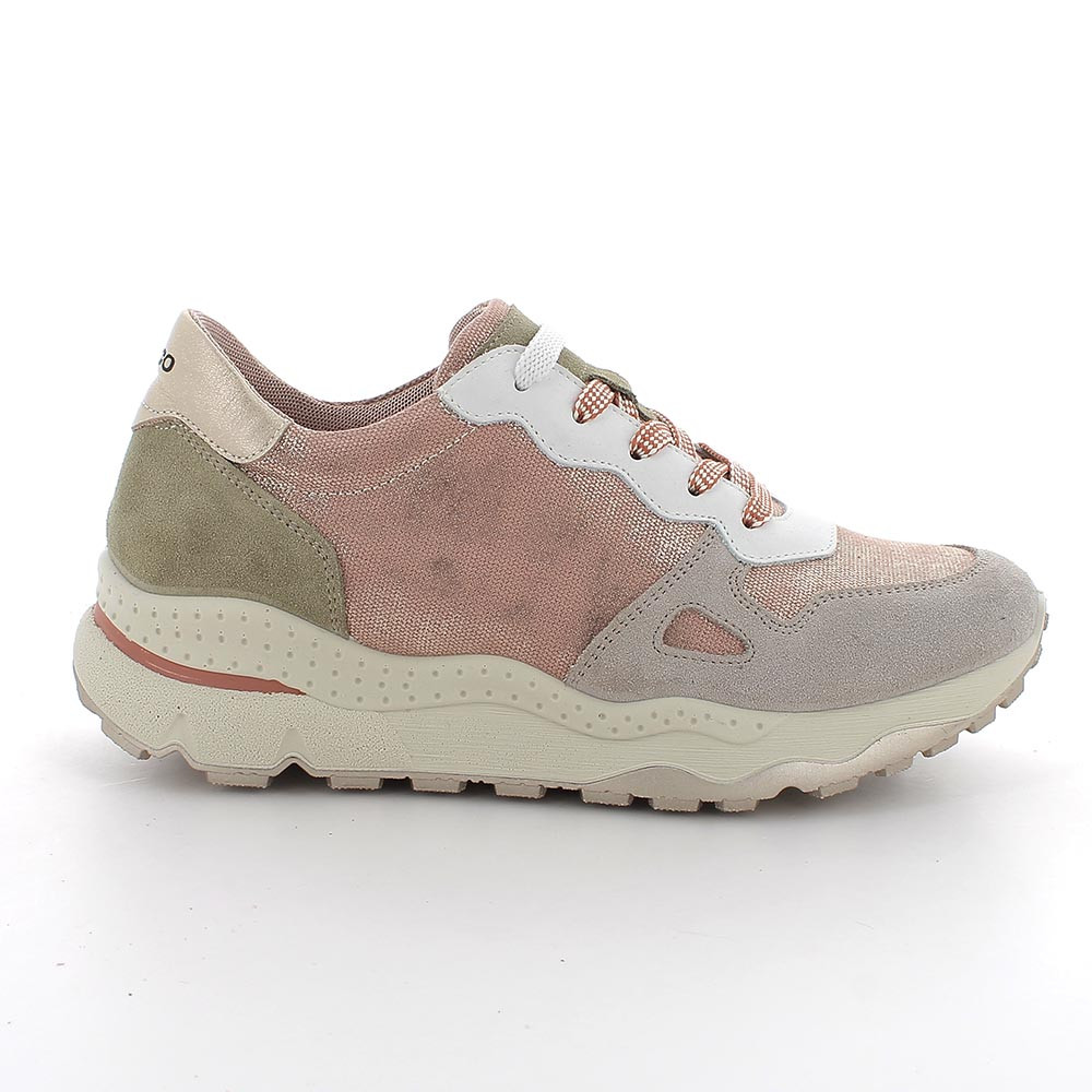 SNEAKERS WITH WEDGE FOR WOMAN  PINK AND BEIGE WITH LACES