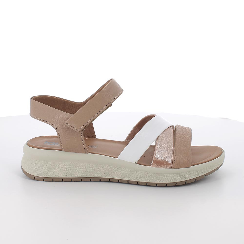 SANDALS FOR WOMAN  BEIGE  AND WHITE WITH VELCRO