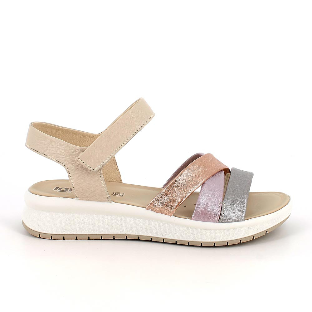 SANDALS FOR WOMAN  BEIGE  AND PINK WITH VELCRO