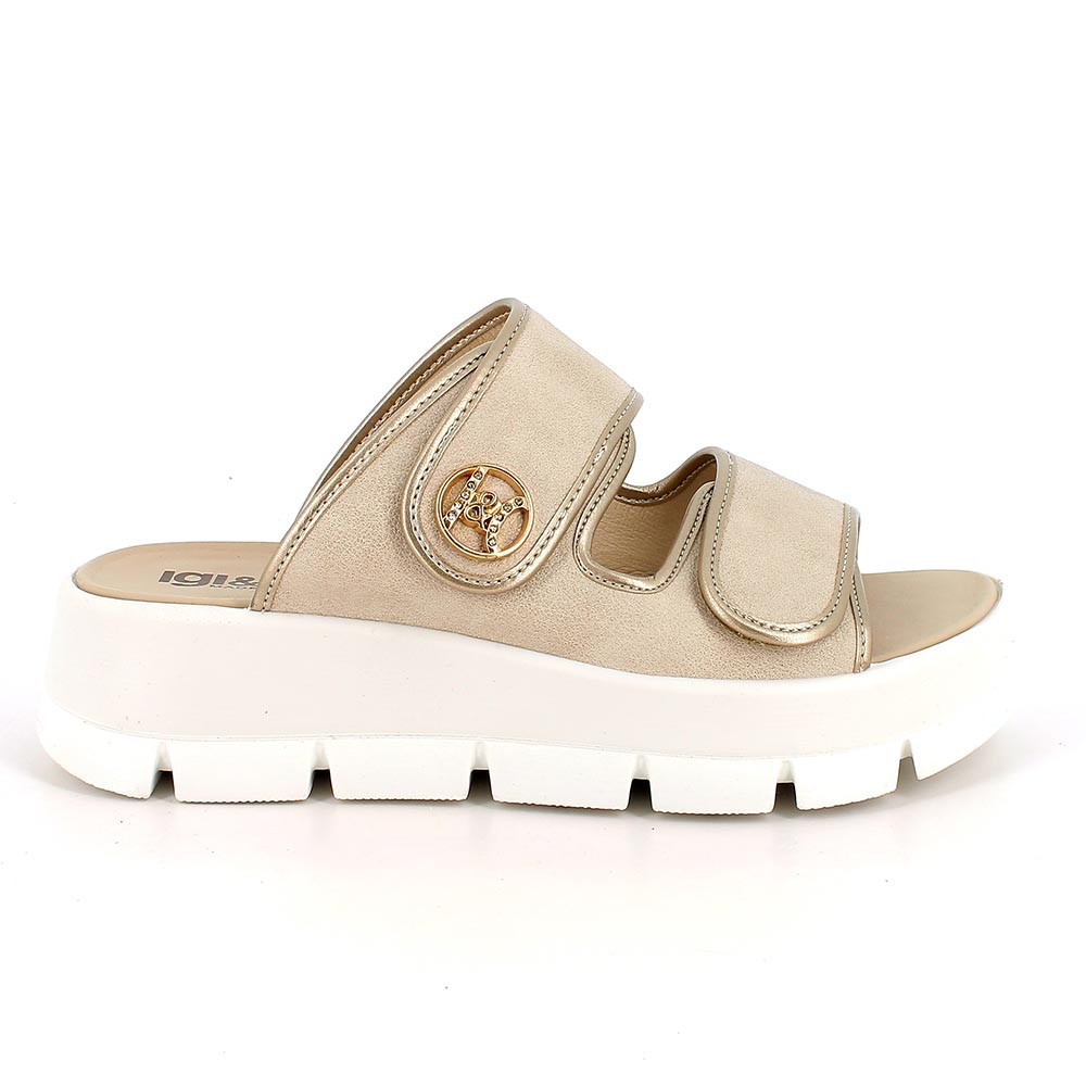 SANDALS WITH WEDGE FOR WOMAN   BEIGE WITH BUCKLE
