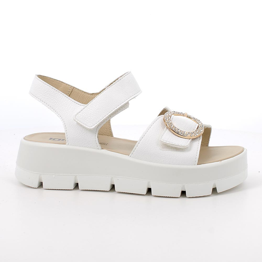 Sandals with wedge for women white with velcro
