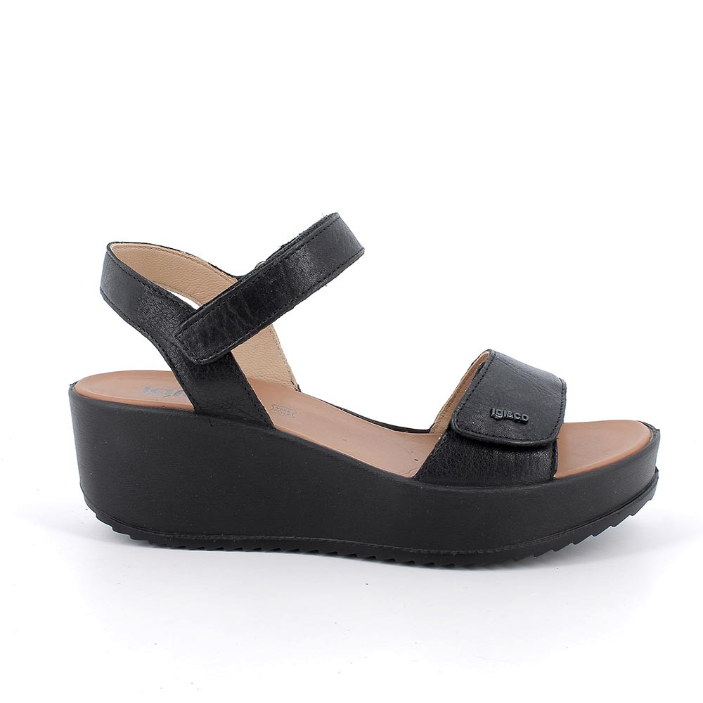 SANDALS WITH WEDGE FOR WOMAN  BLACK WITH VELCRO
