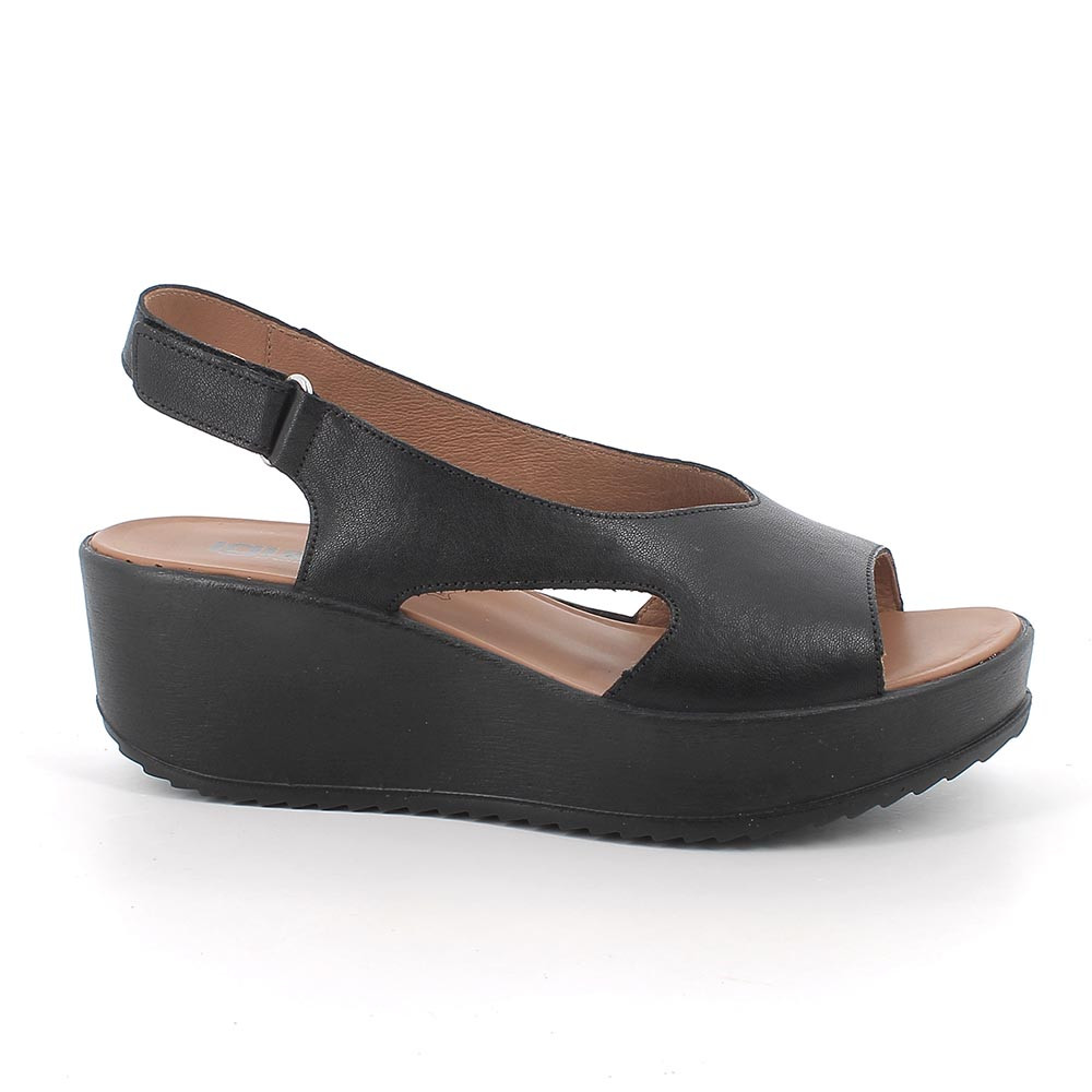 SANDALS WITH WEDGE FOR WOMAN  BLACK WITH VELCRO