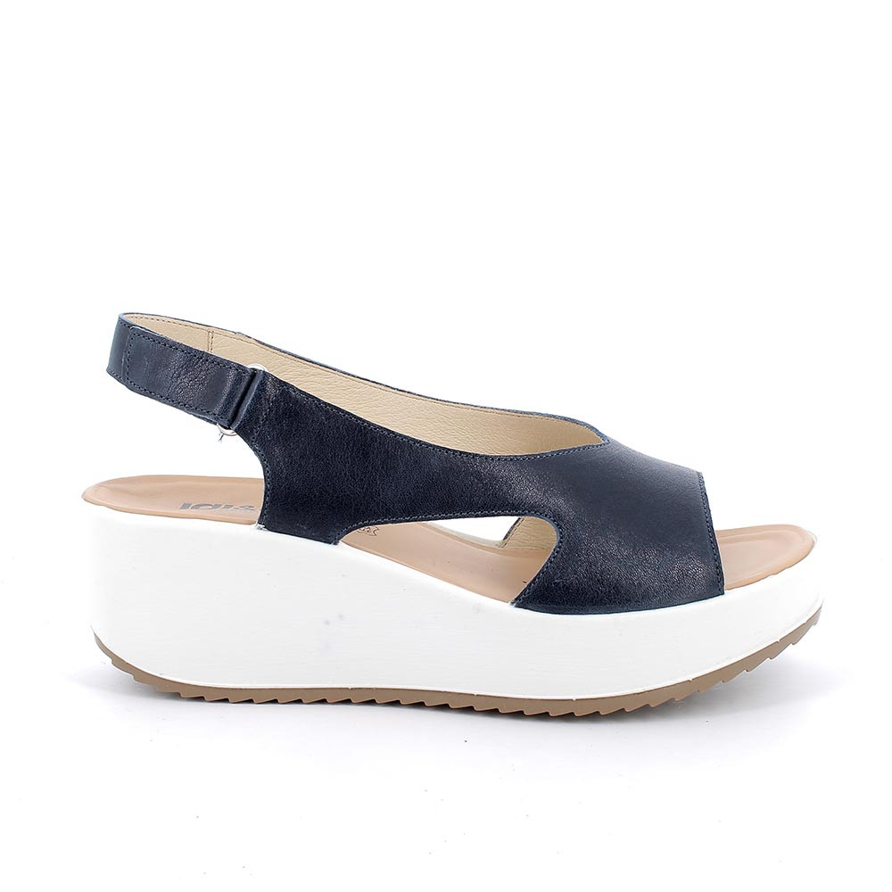 SANDALS WITH WEDGE FOR WOMAN   BLUE WITH VELCRO