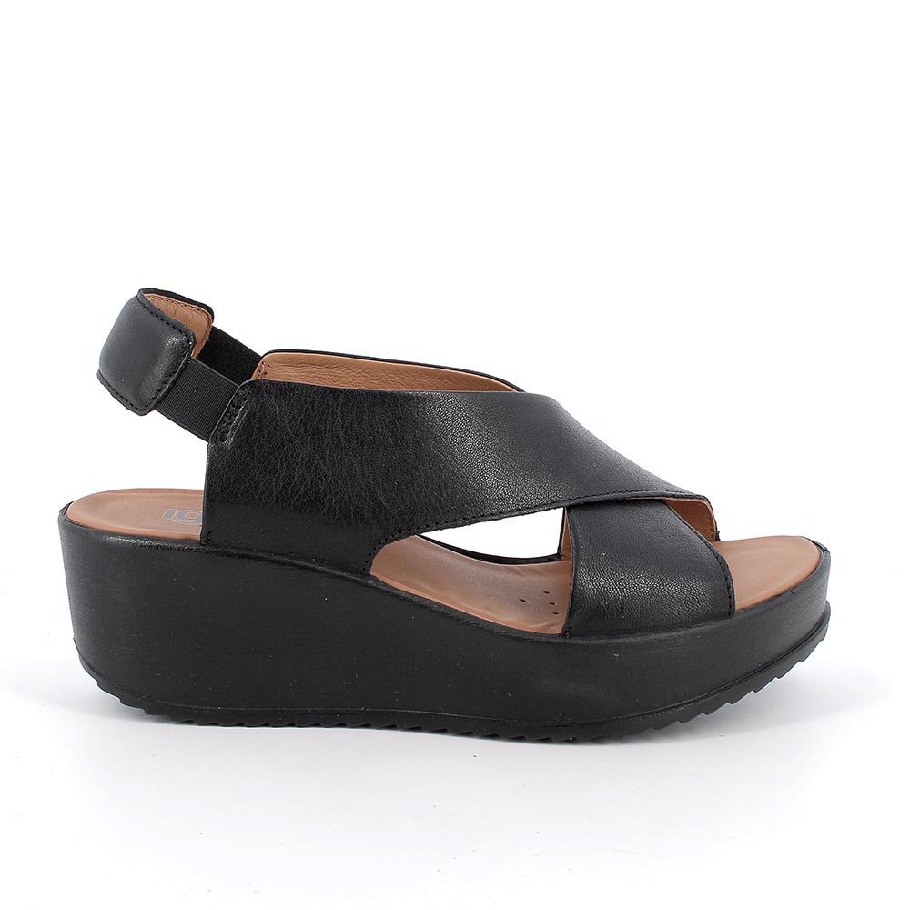 SANDALS WITH WEDGE FOR WOMAN   BLACK WITH ELASTIC