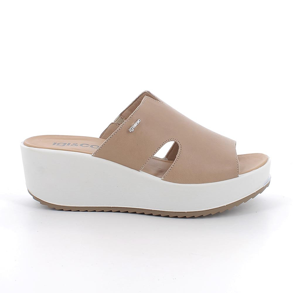 SANDALS WITH WEDGE FOR WOMAN   BEIGE AND BROWN