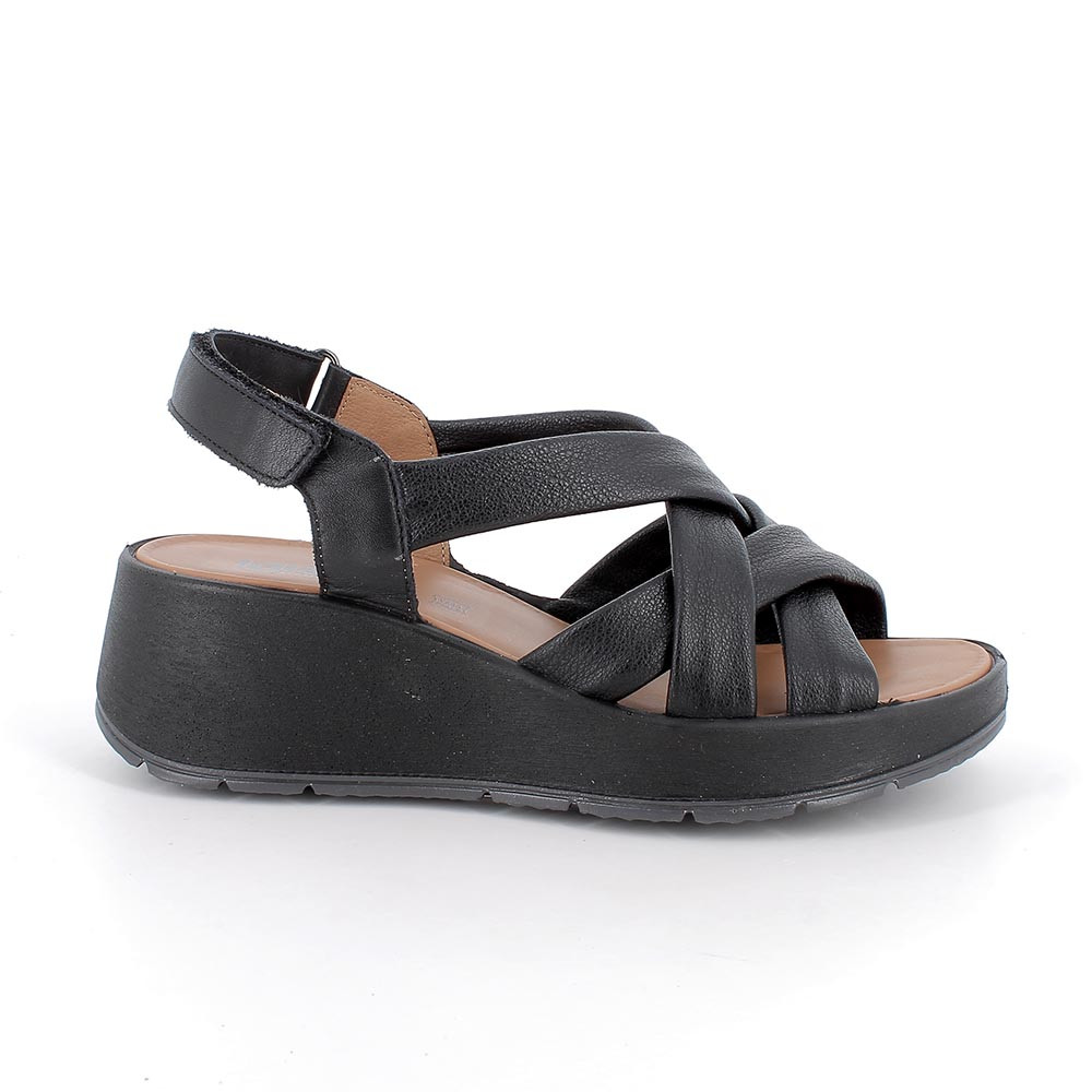 SANDALS WITH WEDGE FOR WOMAN  BLACK WITH VELCRO