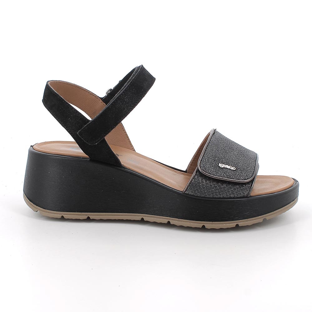 SANDALS WITH WEDGE FOR WOMAN  BLACK WITH VELCRO