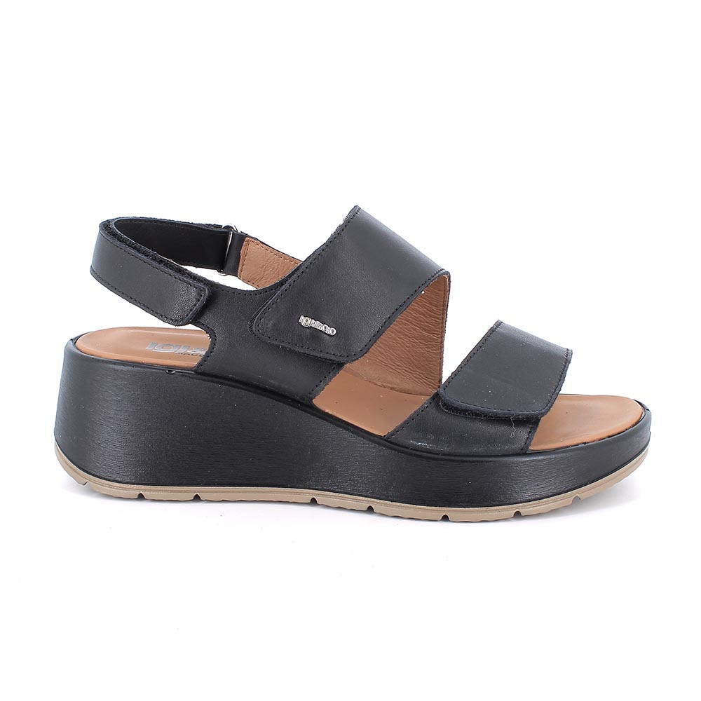 SANDALS WITH WEDGE FOR WOMAN  BLACK WITH VELCRO