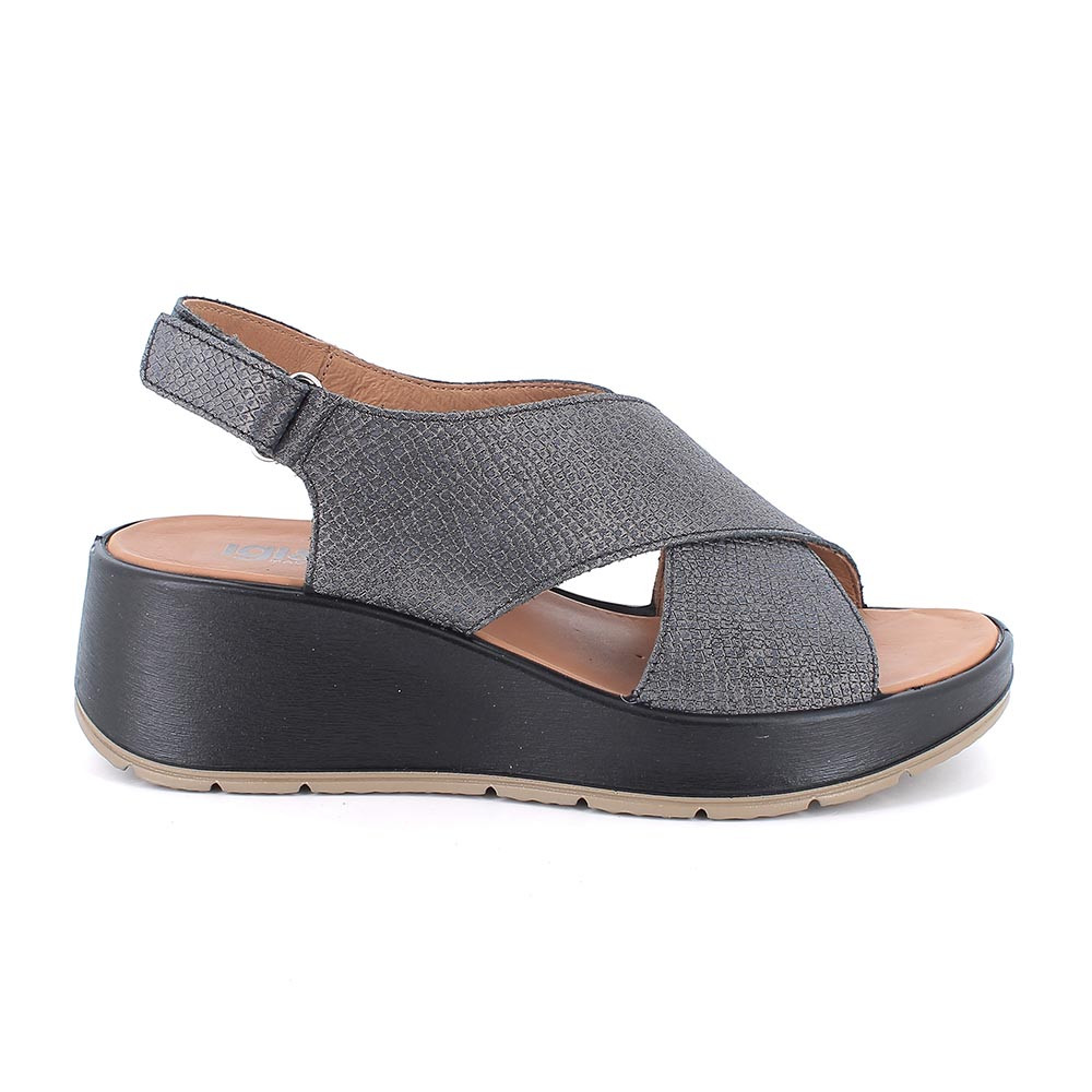 SANDALS WITH WEDGE FOR WOMAN  BLACK WITH VELCRO