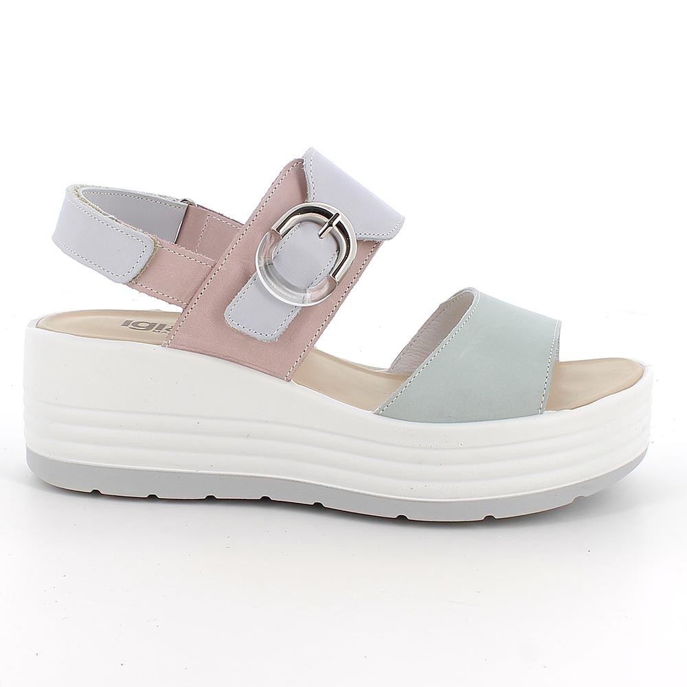 SANDALS WITH WEDGE FOR WOMAN   GREEN WITH VELCRO
