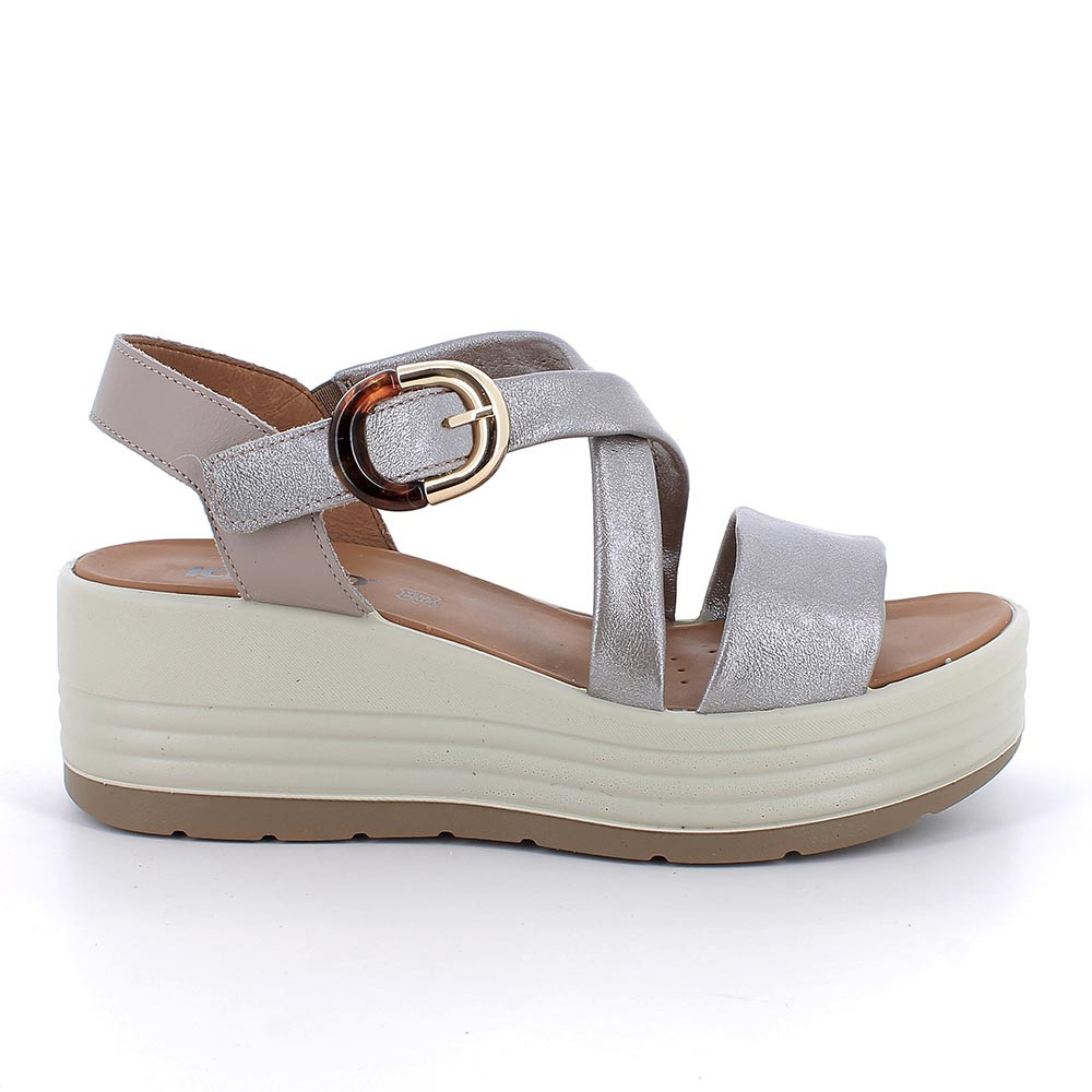 SANDALS WITH WEDGE FOR WOMAN  GREY WITH VELCRO