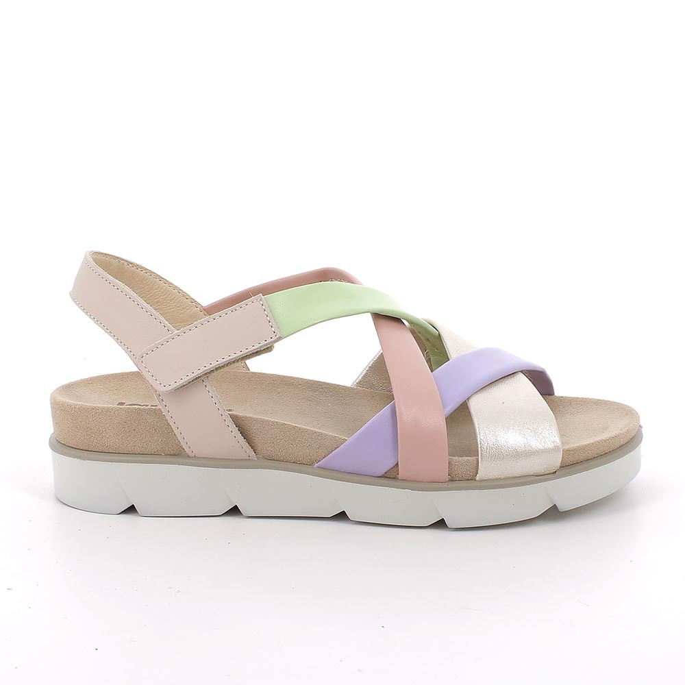 SANDALS FOR WOMAN  BEIGE  AND GREEN WITH VELCRO