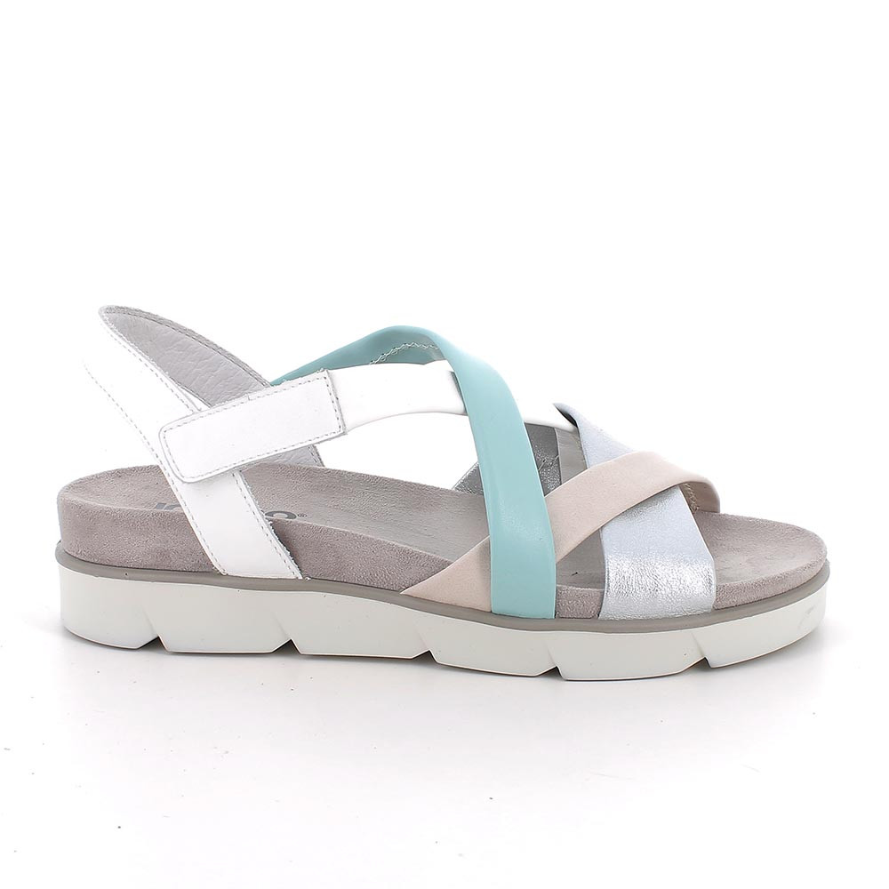 SANDALS FOR WOMAN  LIGHT BLUE AND WHITE WITH VELCRO