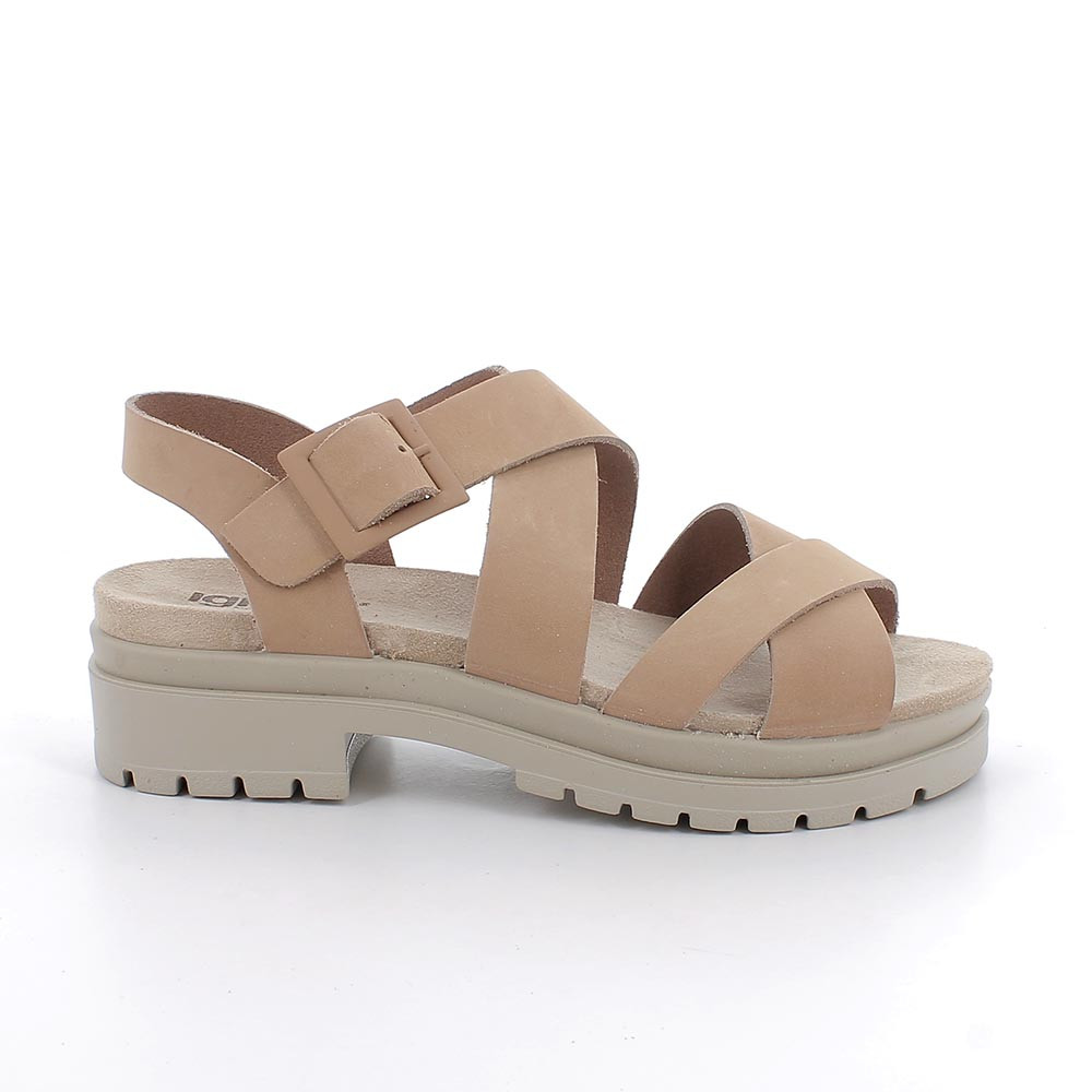 SANDALS WITH HEEL FOR WOMAN   BEIGE WITH BUCKLE