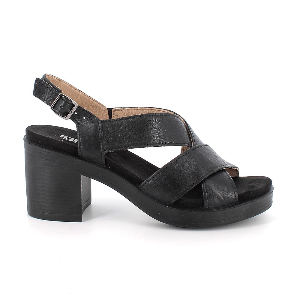 SANDALS WITH HEEL FOR WOMAN   BLACK WITH BUCKLE