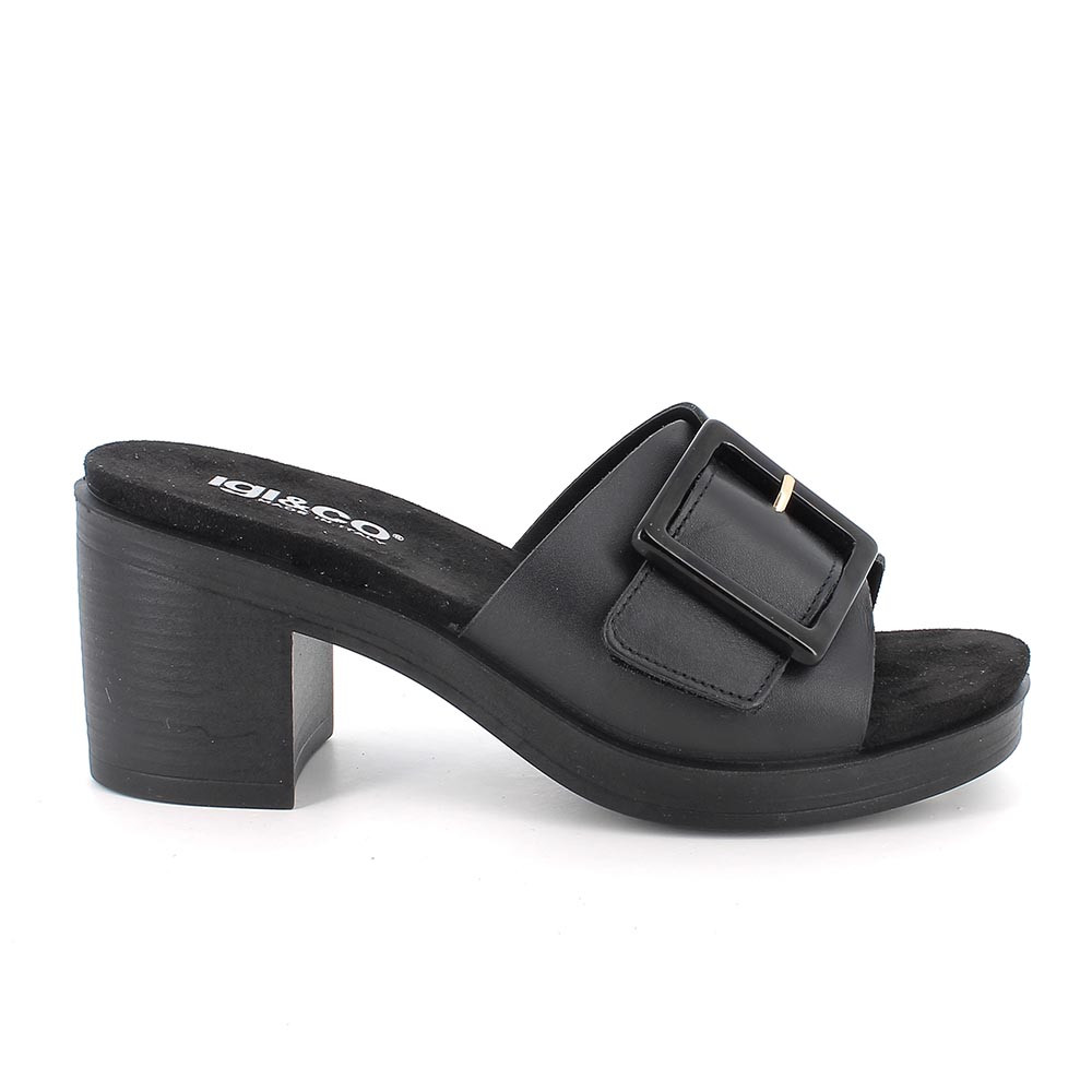 SANDALS WITH HEEL FOR WOMAN   BLACK WITH VELCRO