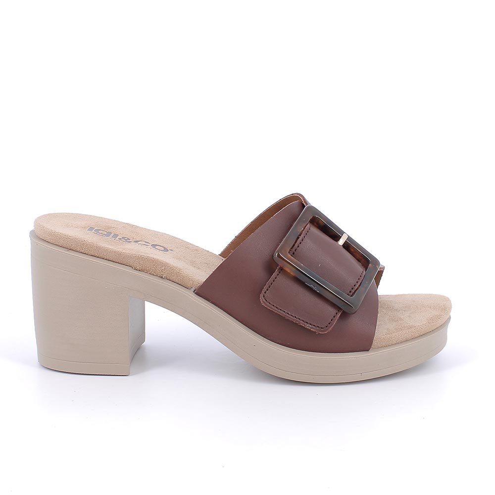 SANDALS WITH HEEL FOR WOMAN   BROWN WITH VELCRO