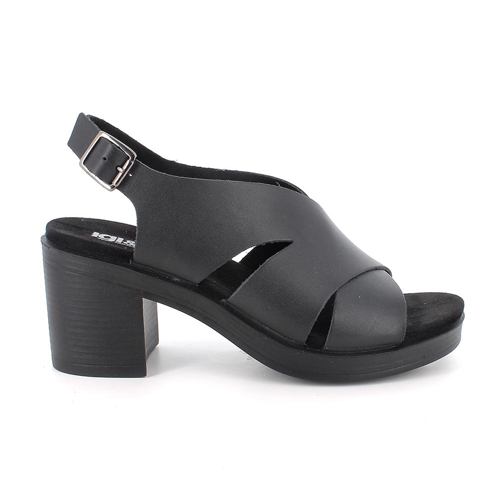 SANDALS WITH HEEL FOR WOMAN   BLACK WITH BUCKLE