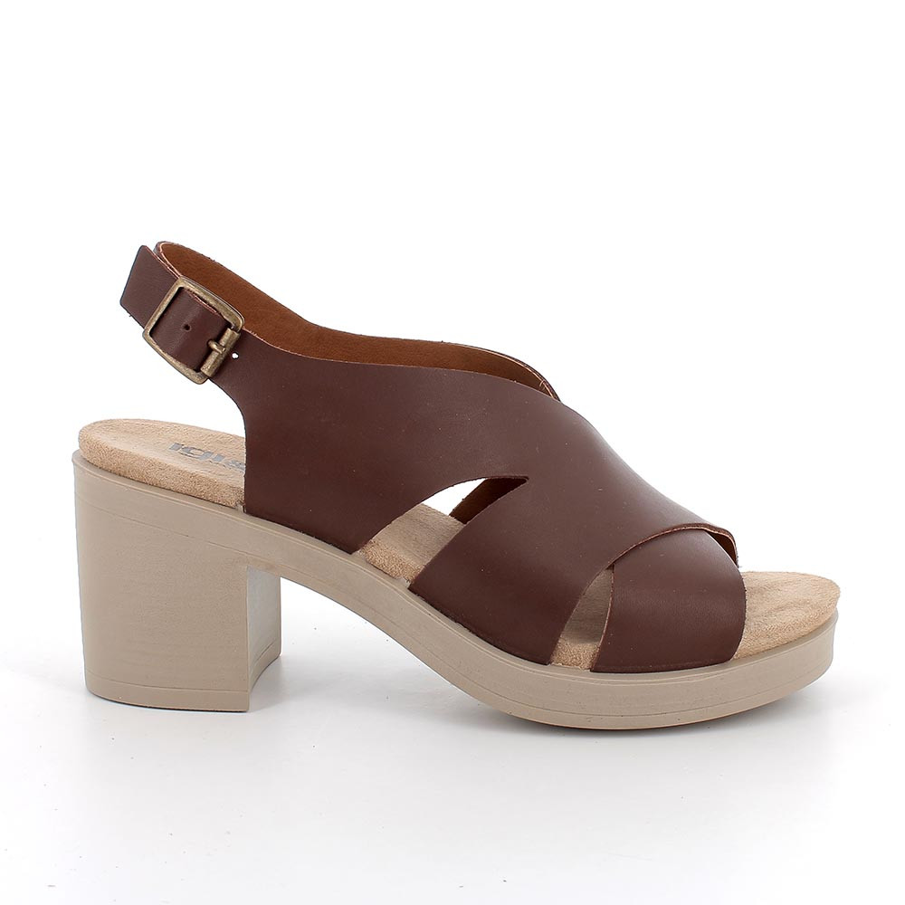 SANDALS WITH HEEL FOR WOMAN  BROWN WITH BUCKLE