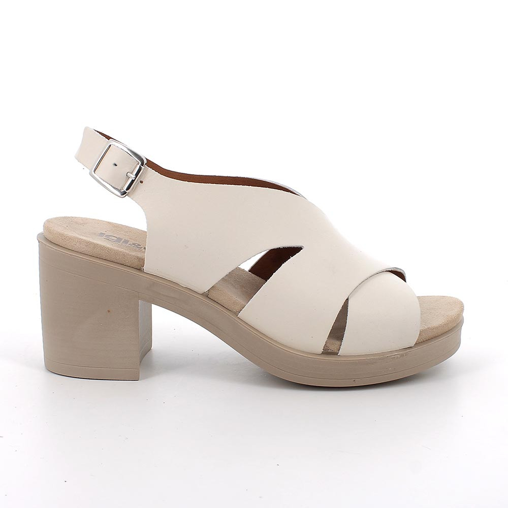 SANDALS WITH HEEL FOR WOMAN   BEIGE WITH BUCKLE