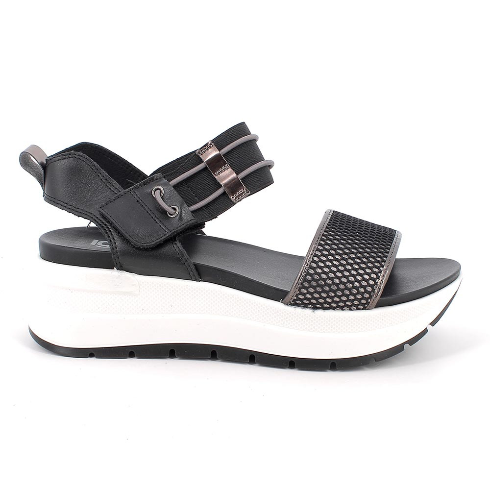 SANDALS WITH WEDGE FOR WOMAN   BLACK WITH ELASTIC