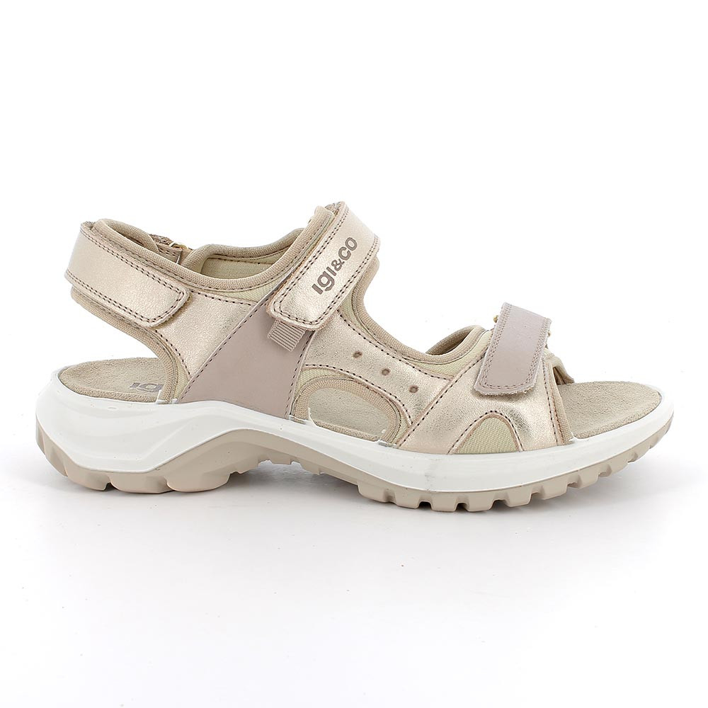 SANDALS FOR WOMAN  PLATINUM  AND BEIGE WITH VELCRO