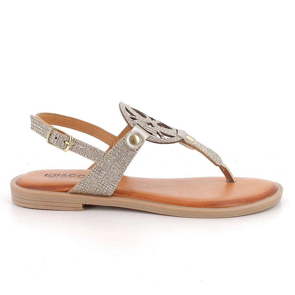 FLIP-FLOP SANDALS FOR WOMAN  PLATINUM WITH BUCKLE