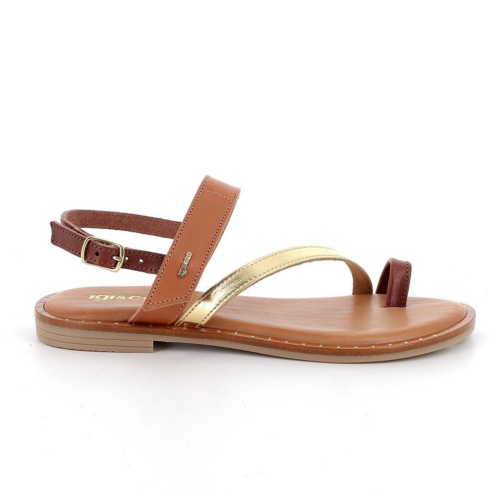 FLIP-FLOP SANDALS FOR WOMAN   BROWN AND PLATINUM WITH VELCRO