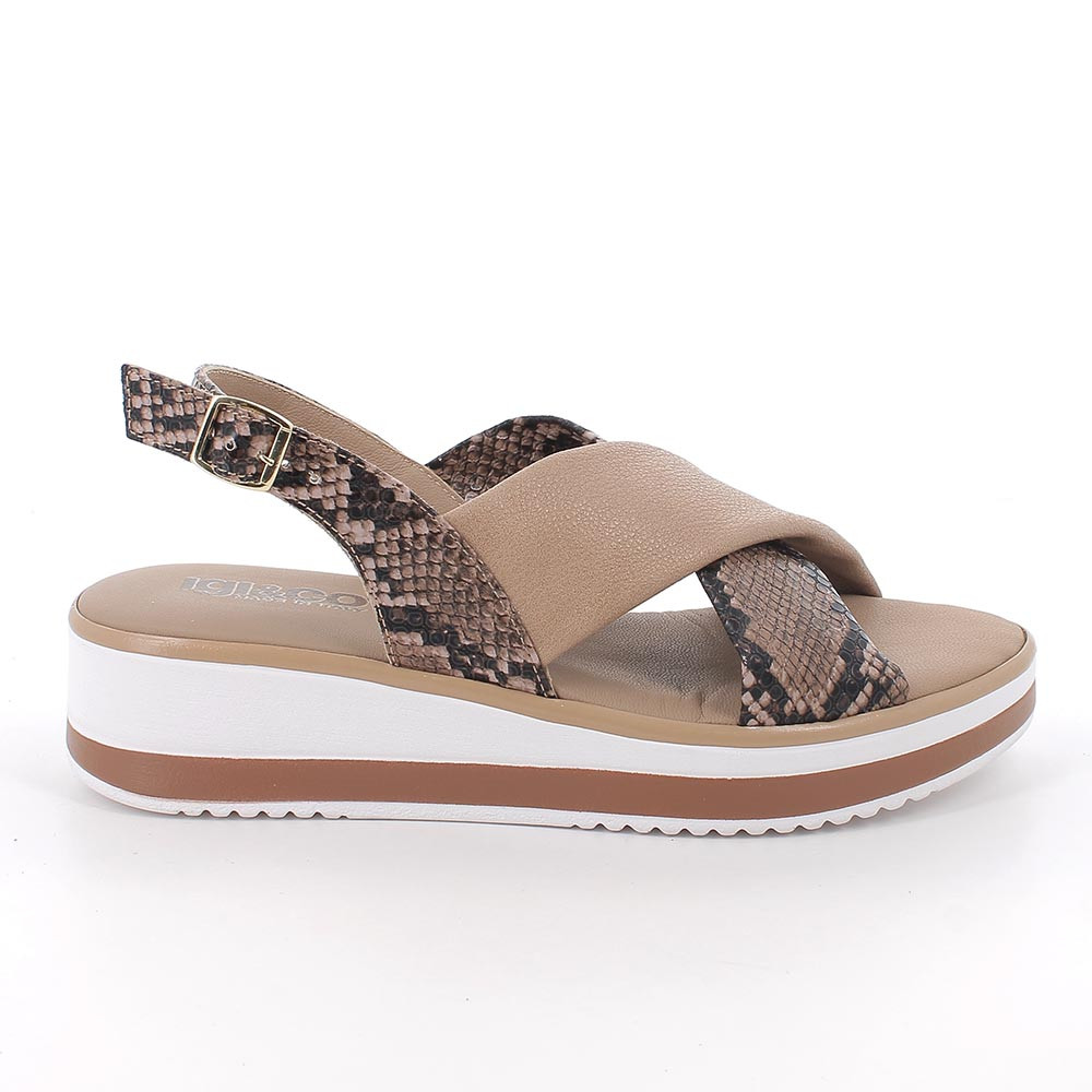 SANDALS WITH WEDGE FOR WOMAN   BROWN WITH BUCKLE