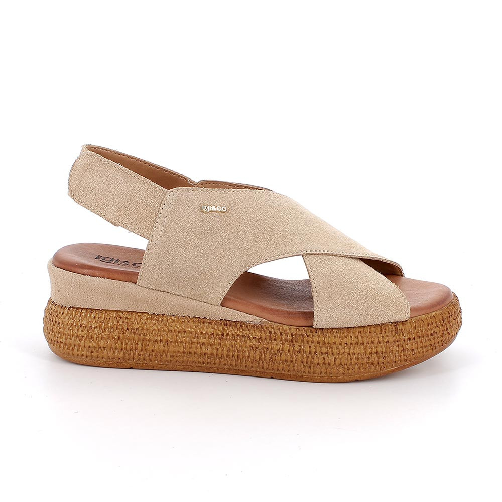 SANDALS WITH WEDGE FOR WOMAN   BEIGE WITH BUCKLE